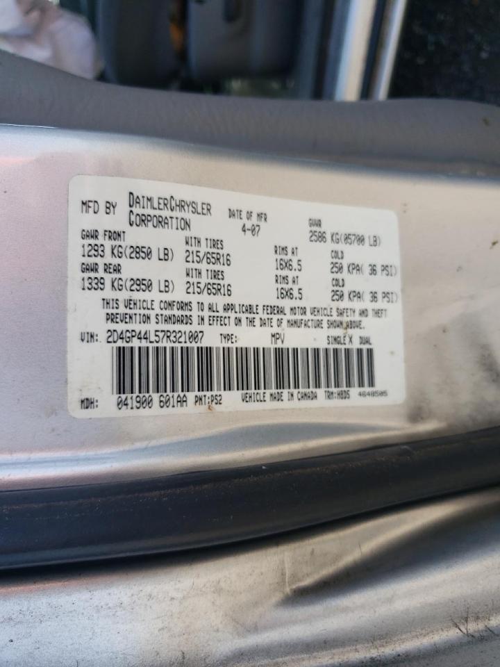 Фото 10 с аукциона – 2007 DODGE GRAND CARA с VIN 2D4GP44L57R321007