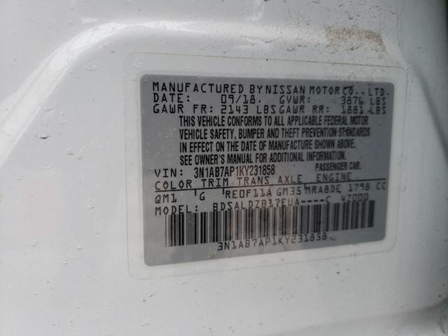 Photo 10 from auction – 2019 NISSAN SENTRA S with VIN 3N1AB7AP1KY231858
