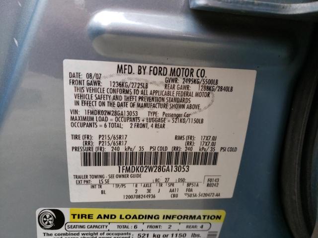 Photo 10 from auction – 2008 FORD TAURUS X with VIN 1FMDK02W28GA13053
