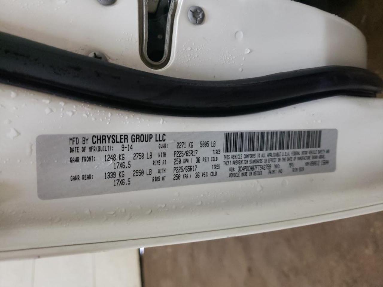 Фото 10 с аукциона – 2015 DODGE JOURNEY SE с VIN 3C4PDCAB7FT542759