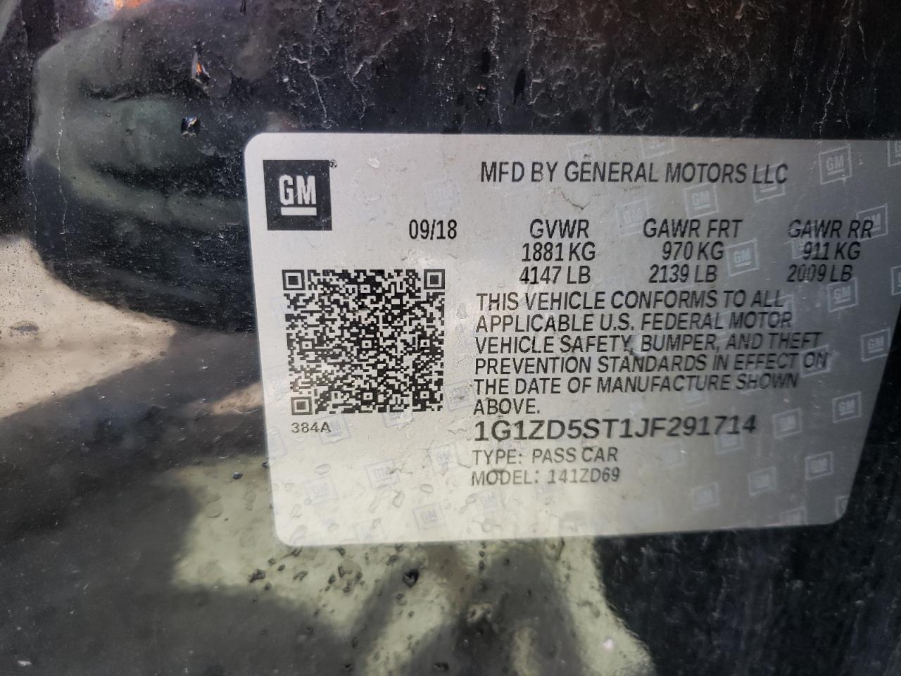 Photo 10 from auction – 2018 CHEVROLET MALIBU LT with VIN 1G1ZD5ST1JF291714