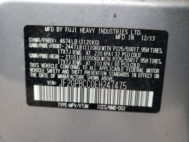 Photo 10 from auction – 2014 SUBARU XV CROSSTR with VIN JF2GPBCC0EH247475