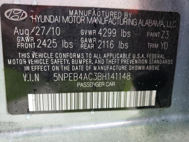 Photo 10 from auction – 2011 HYUNDAI SONATA GLS with VIN 5NPEB4AC3BH141148