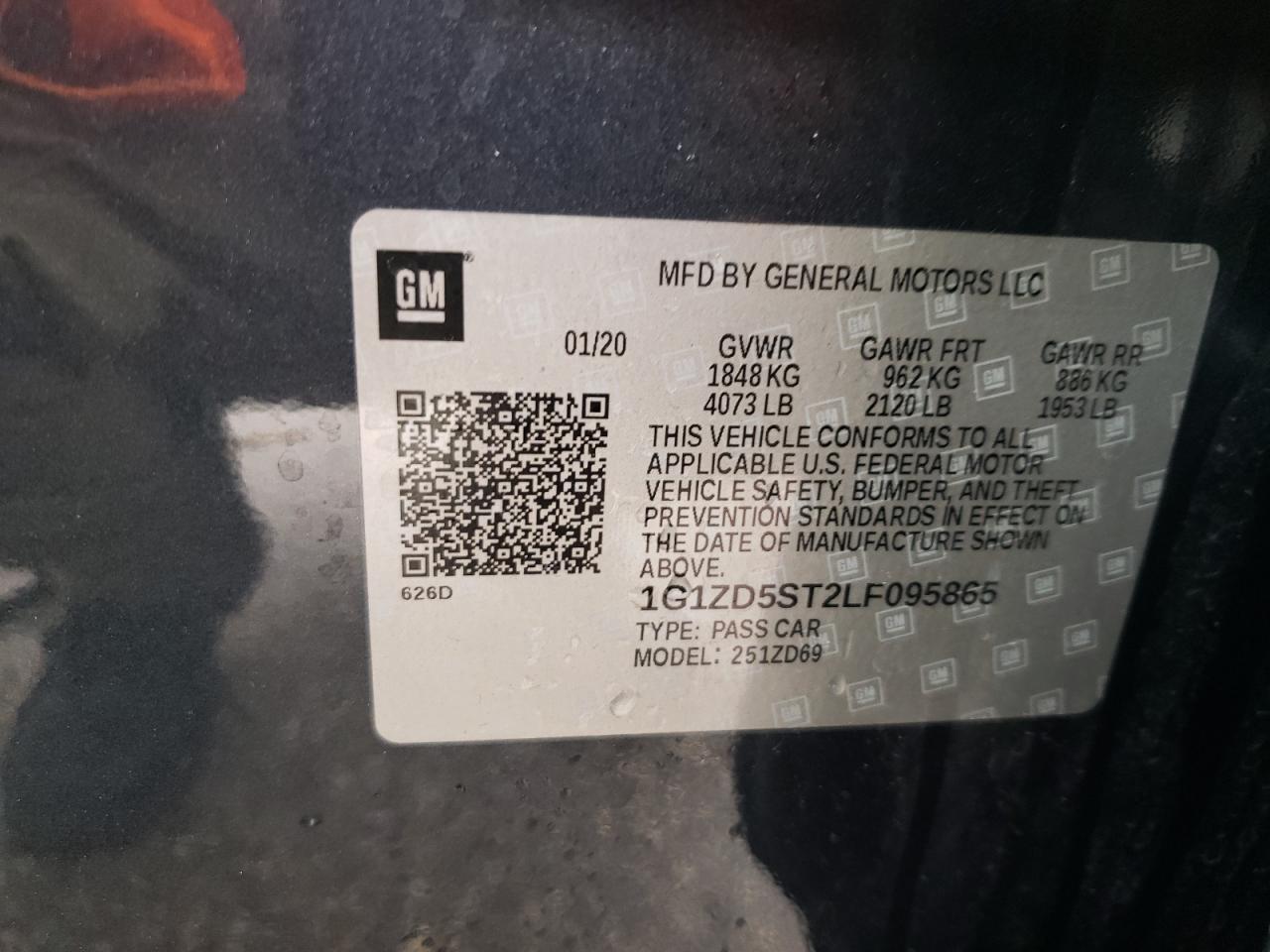Photo 10 from auction – 2020 CHEVROLET MALIBU LT with VIN 1G1ZD5ST2LF095865