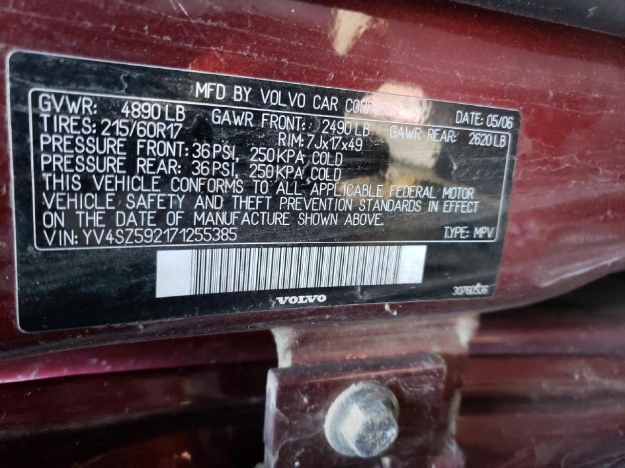 Photo 10 from auction – 2007 VOLVO XC70 with VIN YV4SZ592171255385