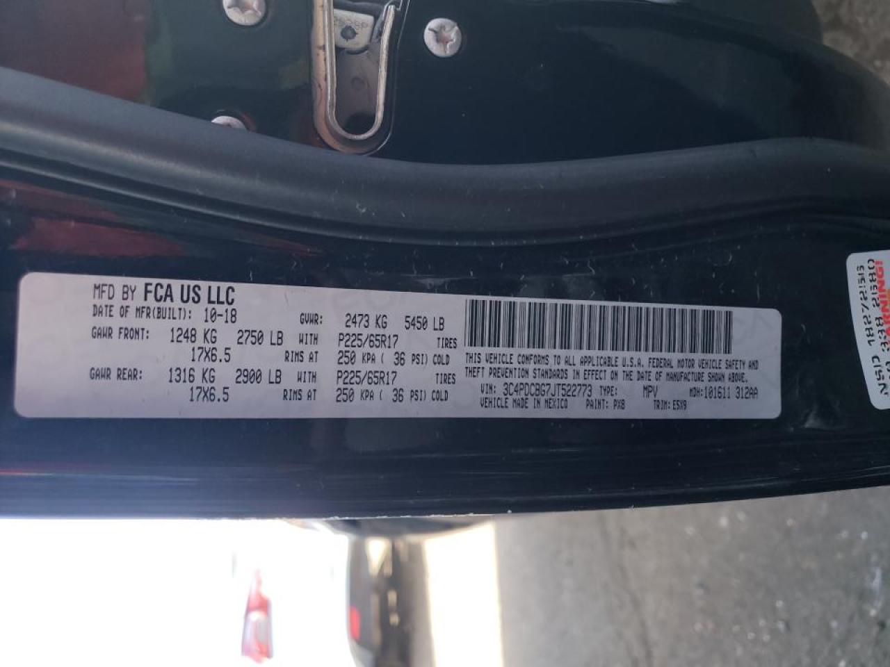 Photo 10 from auction – 2018 DODGE JOURNEY SX with VIN 3C4PDCBG7JT522773
