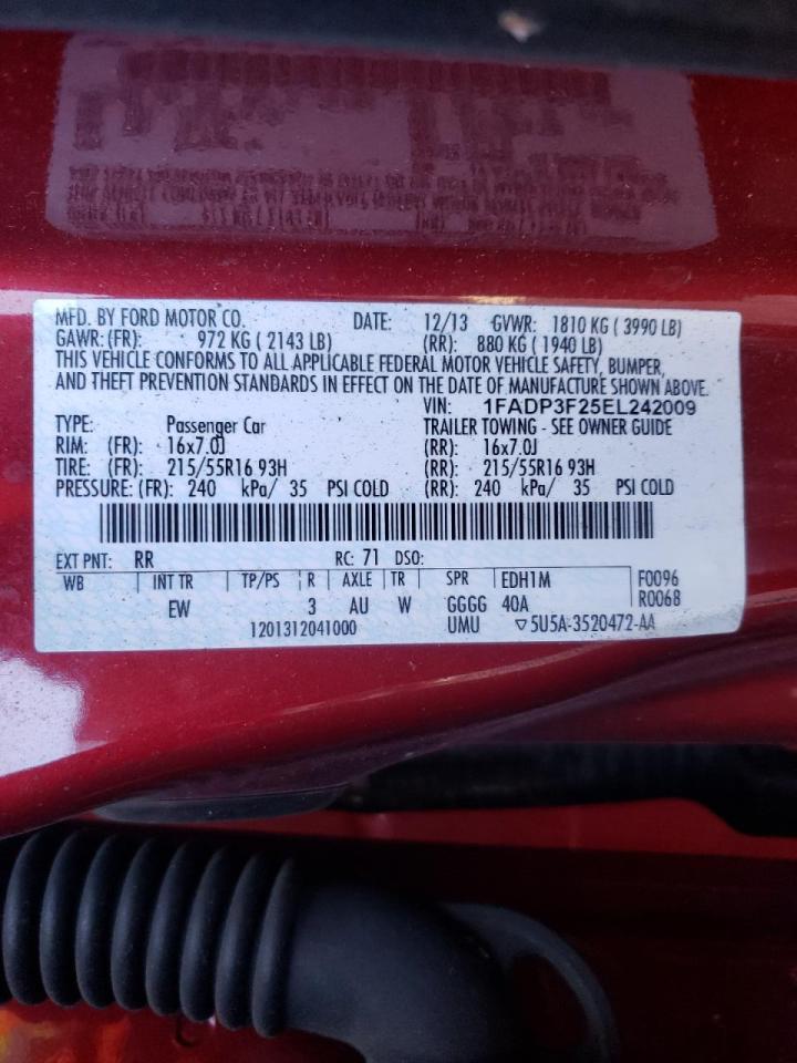 Photo 10 from auction – 2014 FORD FOCUS SE with VIN 1FADP3F25EL242009