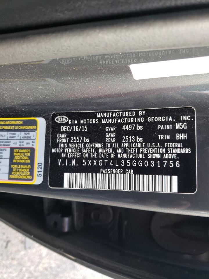 Photo 10 from auction – 2016 KIA OPTIMA LX with VIN 5XXGT4L35GG031756