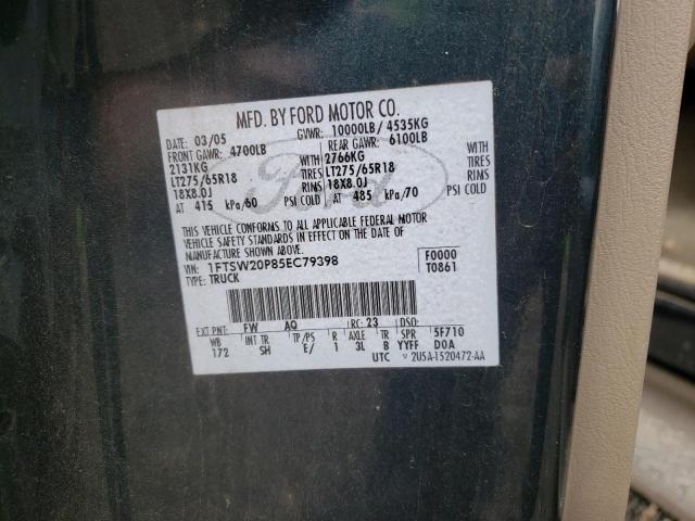 Photo 10 from auction – 2005 FORD F250 SUPER with VIN 1FTSW20P85EC79398