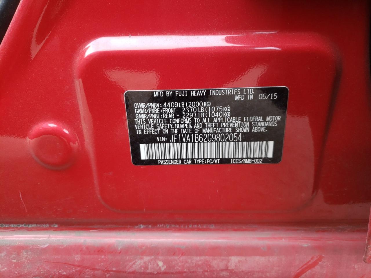 Фото 10 с аукциона – 2016 SUBARU WRX с VIN JF1VA1B62G9802054