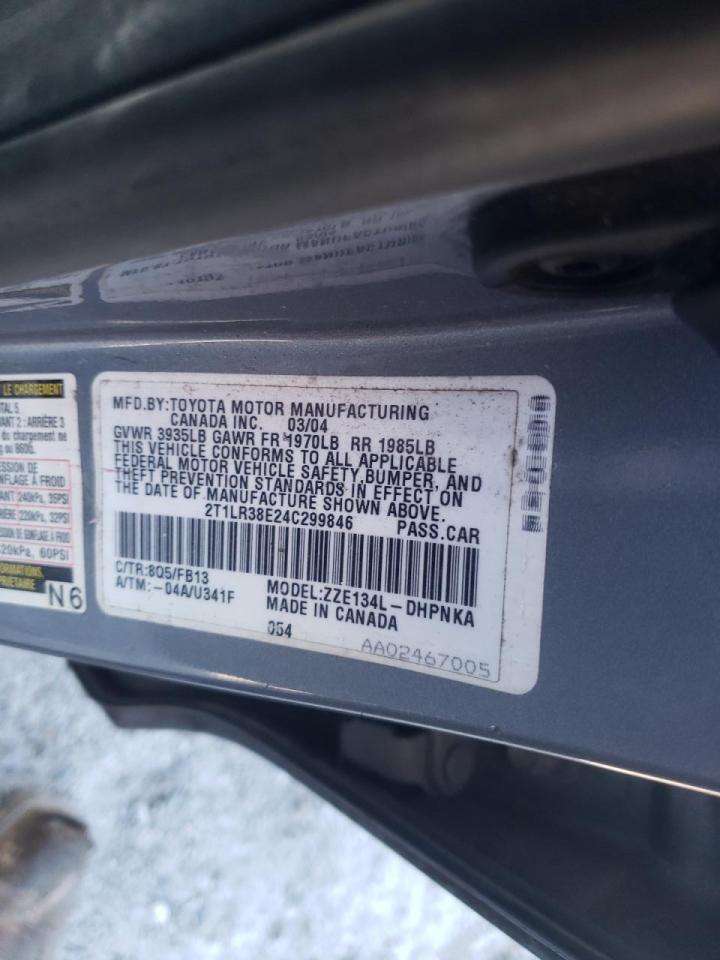 صورة رقم 10 من المزاد - 2004 TOYOTA COROLLA MA مع VIN 2T1LR38E24C299846