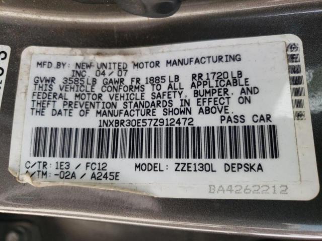 Photo 10 from auction – 2007 TOYOTA COROLLA CE with VIN 1NXBR30E57Z912472