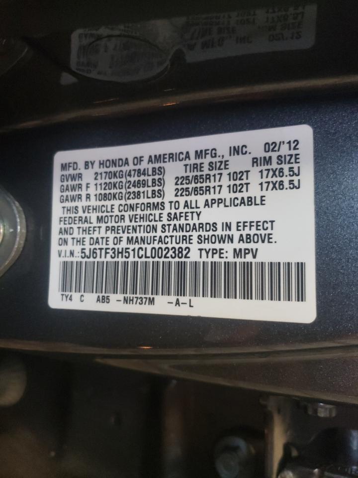 Photo 10 from auction – 2012 HONDA CROSSTOUR with VIN 5J6TF3H51CL002382
