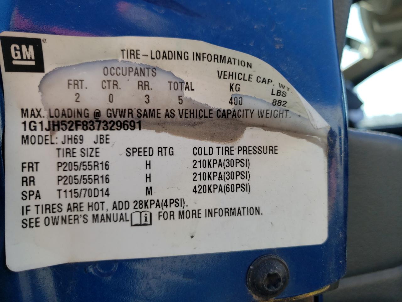 Photo 10 from auction – 2003 CHEVROLET CAVALIER L with VIN 1G1JH52F837329691