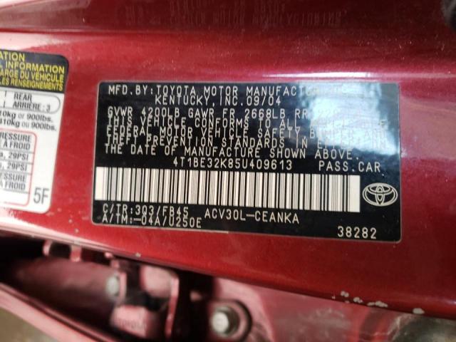 Photo 10 from auction – 2005 TOYOTA CAMRY LE with VIN 4T1BE32K85U409613