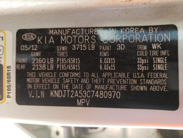 Photo 10 from auction – 2012 KIA SOUL with VIN KNDJT2A53C7480970