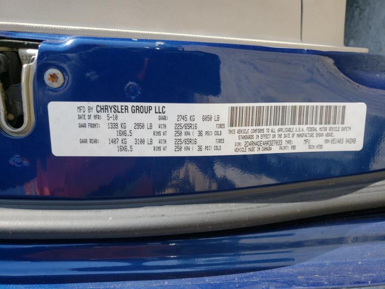 Photo 10 from auction – 2010 DODGE GRAND CARA with VIN 2D4RN4DE4AR327033