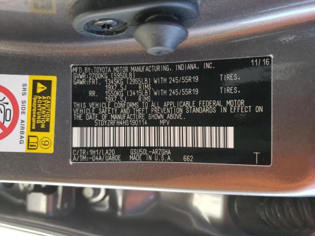Photo 10 from auction – 2017 TOYOTA HIGHLANDER with VIN 5TDYZRFH4HS190114