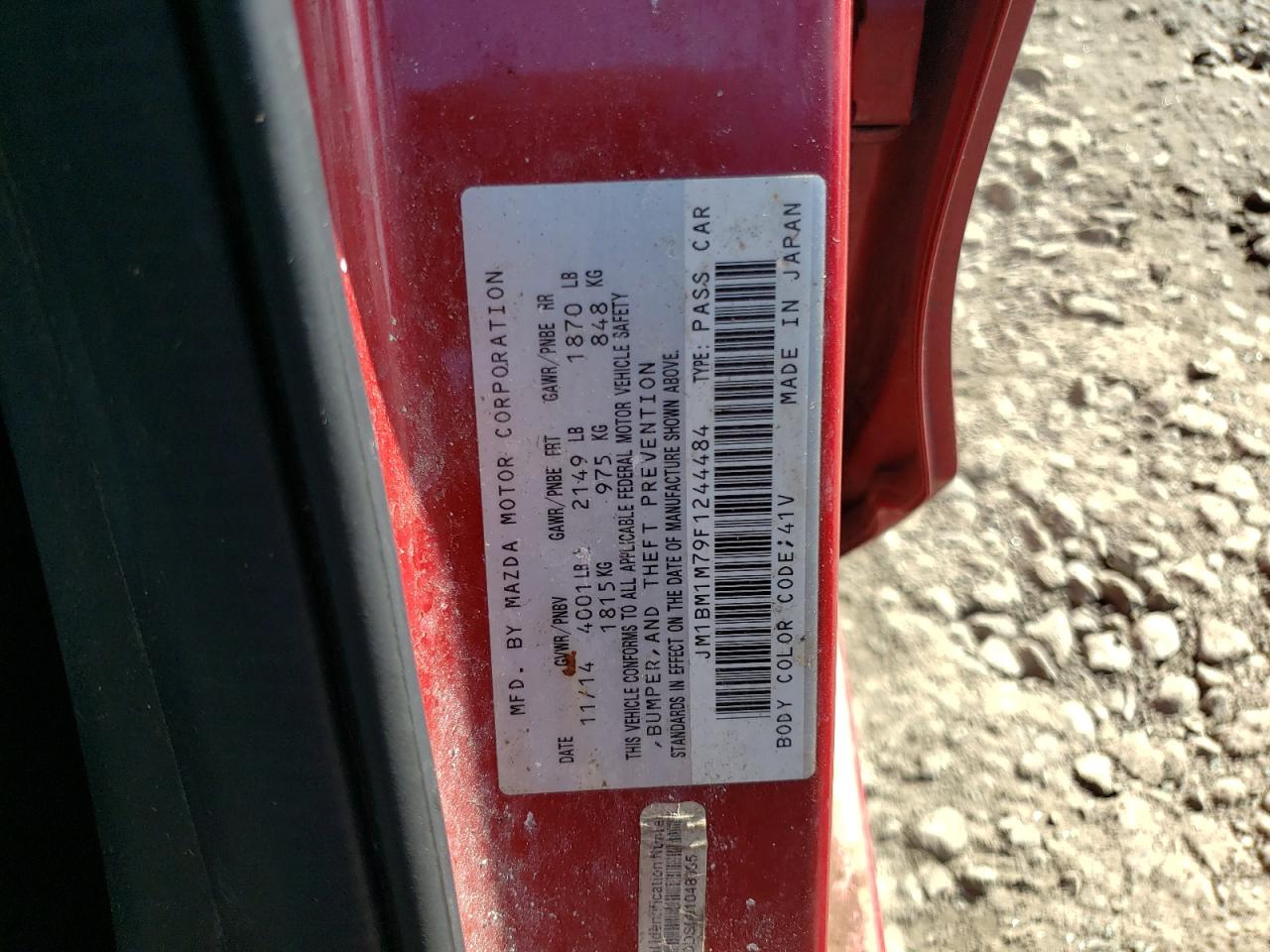 Photo 10 from auction – 2015 MAZDA 3 GRAND TO with VIN JM1BM1M79F1244484