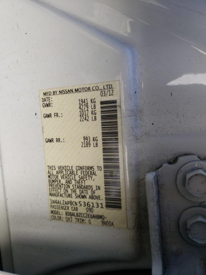 Photo 10 from auction – 2012 NISSAN ALTIMA BAS with VIN 1N4AL2AP8CN536131