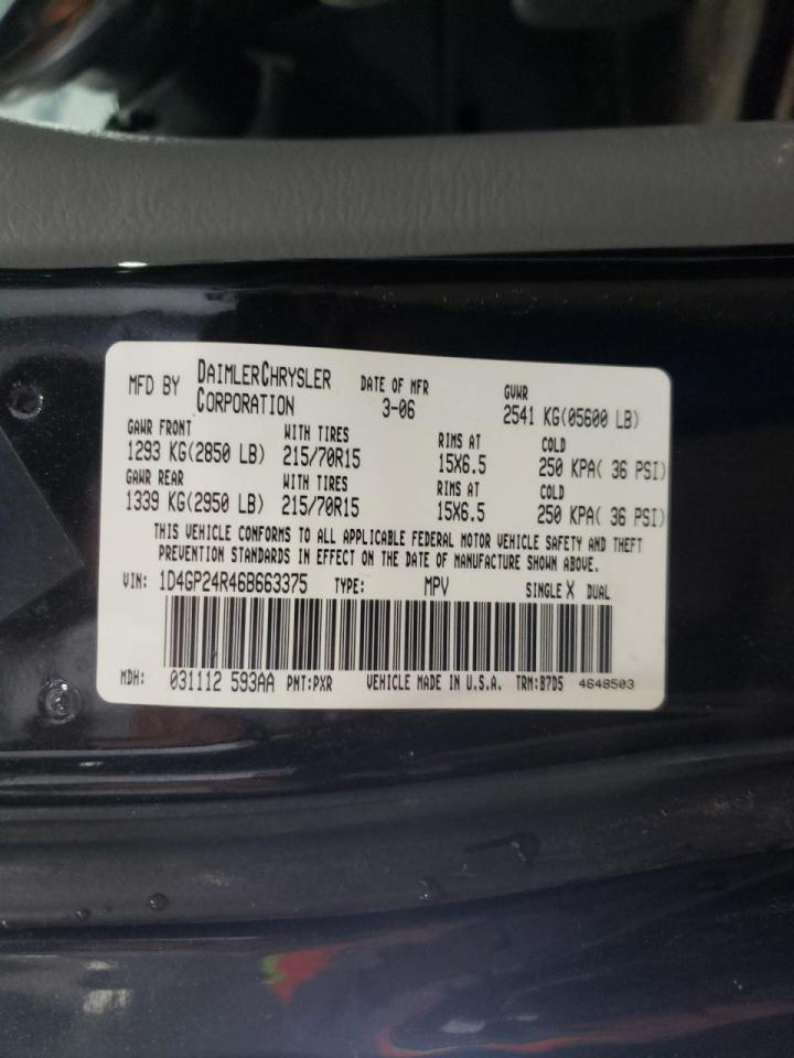 Photo 10 from auction – 2006 DODGE GRAND CARA with VIN 1D4GP24R46B663375