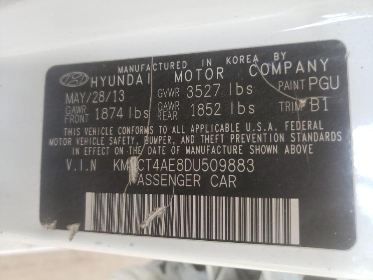 Photo 10 from auction – 2013 HYUNDAI ACCENT GLS with VIN KMHCT4AE8DU509883