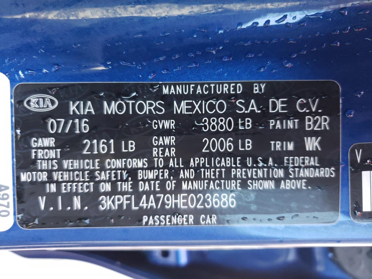 Photo 10 from auction – 2017 KIA FORTE LX with VIN 3KPFL4A79HE023686