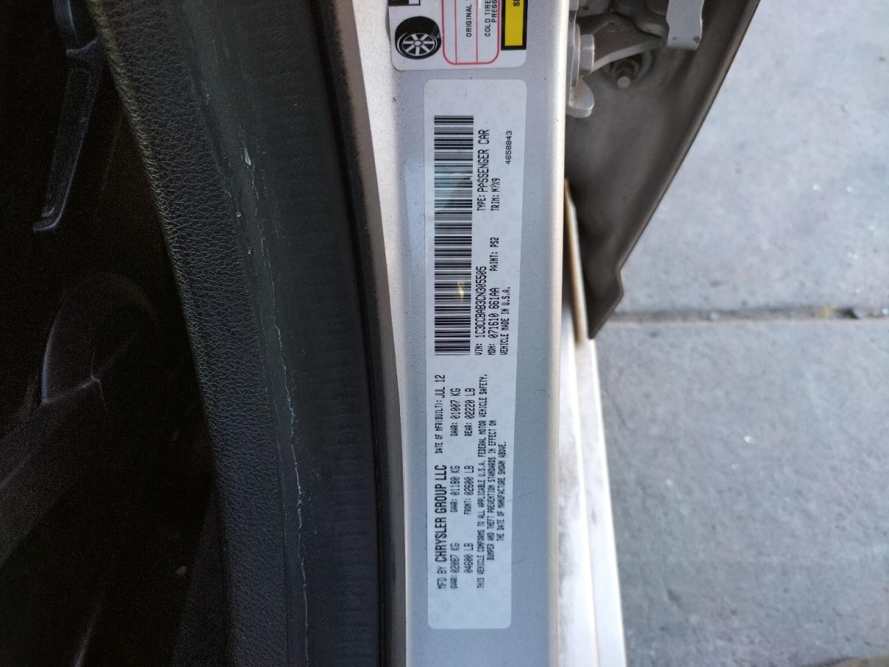 Photo 10 from auction – 2012 CHRYSLER 200 LX with VIN 1C3CCBAB3CN305505