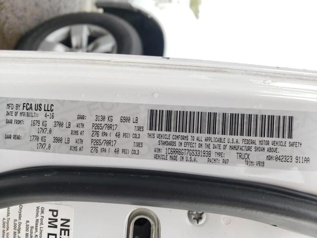 Photo 10 from auction – 2016 RAM 1500 SLT with VIN 1C6RR6GT7GS331938
