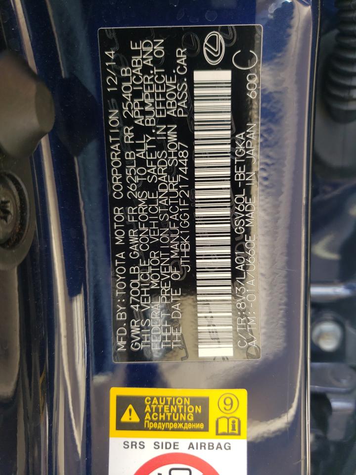 Photo 10 from auction – 2015 LEXUS ES 350 with VIN JTHBK1GG1F2174487