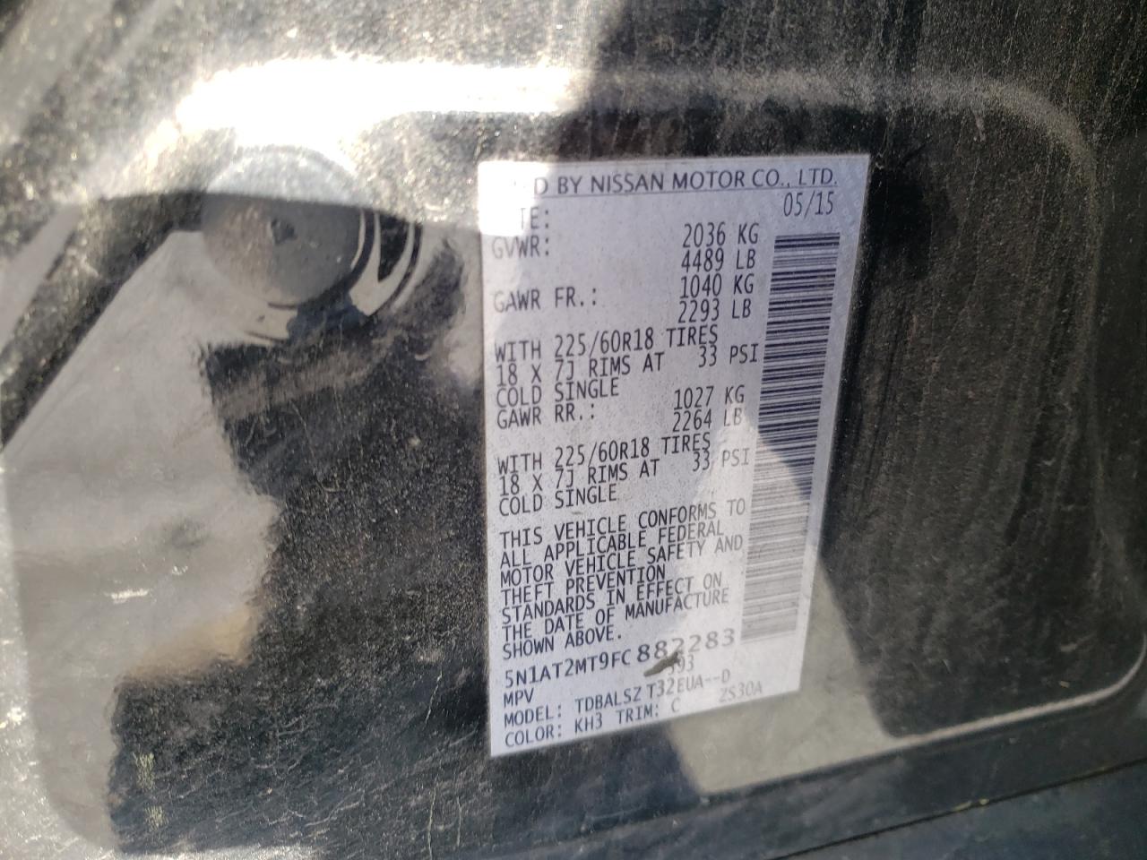 Photo 10 from auction – 2015 NISSAN ROGUE S with VIN 5N1AT2MT9FC882283