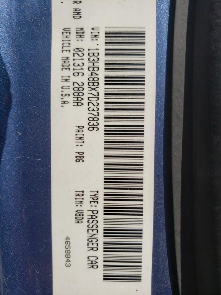 Photo 10 from auction – 2007 DODGE CALIBER SX with VIN 1B3HB48BX7D237836