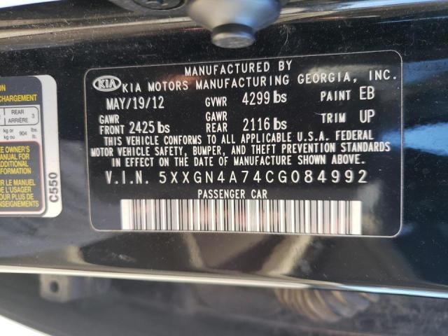 Photo 10 from auction – 2012 KIA OPTIMA EX with VIN 5XXGN4A74CG084992