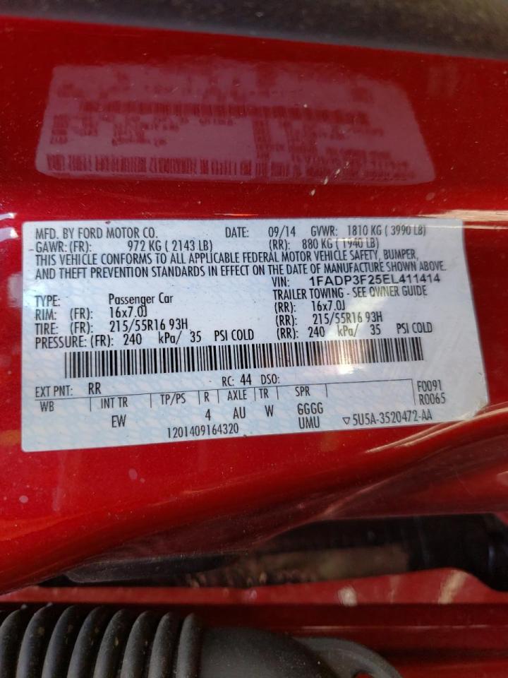 Photo 10 from auction – 2014 FORD FOCUS SE with VIN 1FADP3F25EL411414