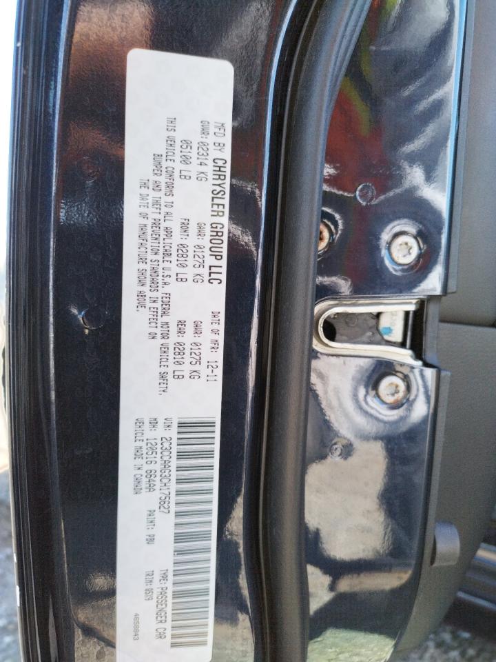 Photo 10 from auction – 2012 CHRYSLER 300 with VIN 2C3CCAAG3CH175627