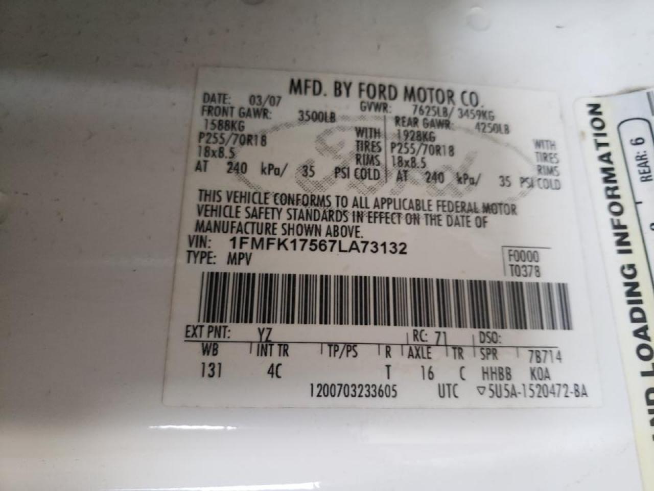صورة رقم 10 من المزاد - 2007 FORD EXPEDITION مع VIN 1FMFK17567LA73132