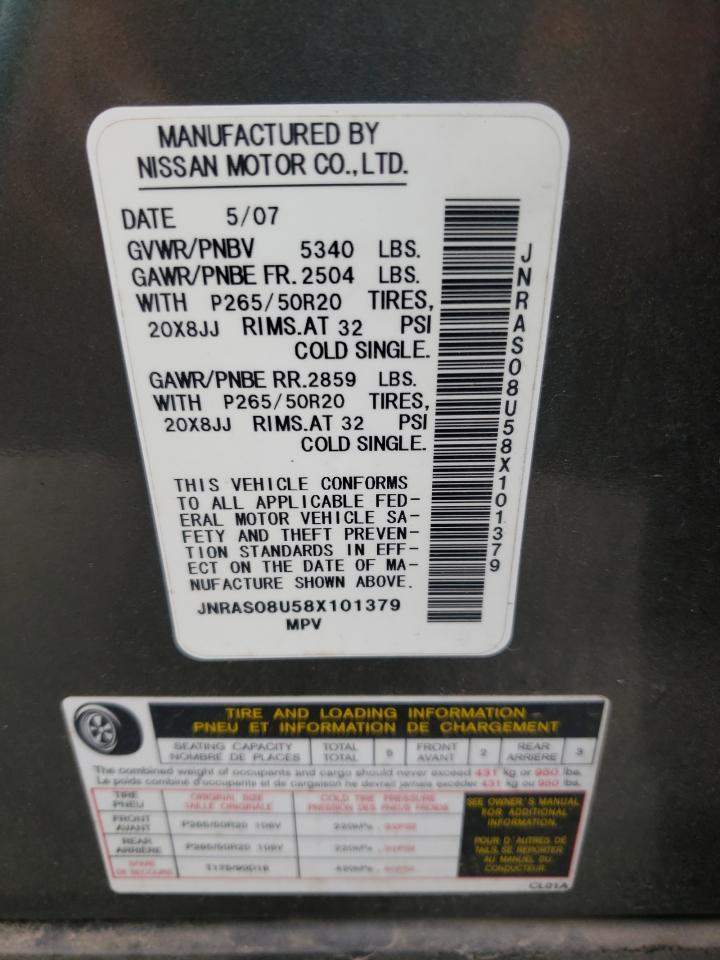 Photo 10 from auction – 2008 INFINITI FX35 with VIN JNRAS08U58X101379