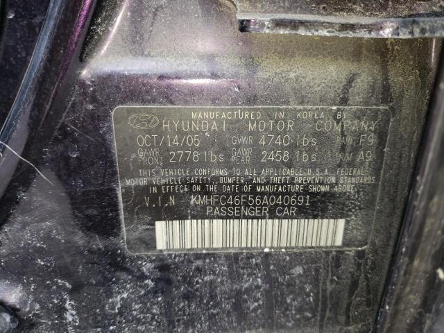 Photo 10 from auction – 2006 HYUNDAI AZERA SE with VIN KMHFC46F56A040691