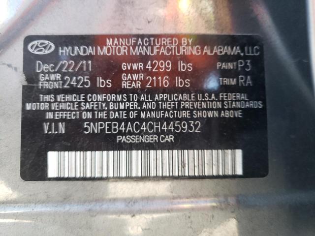 Photo 10 from auction – 2012 HYUNDAI SONATA GLS with VIN 5NPEB4AC4CH445932