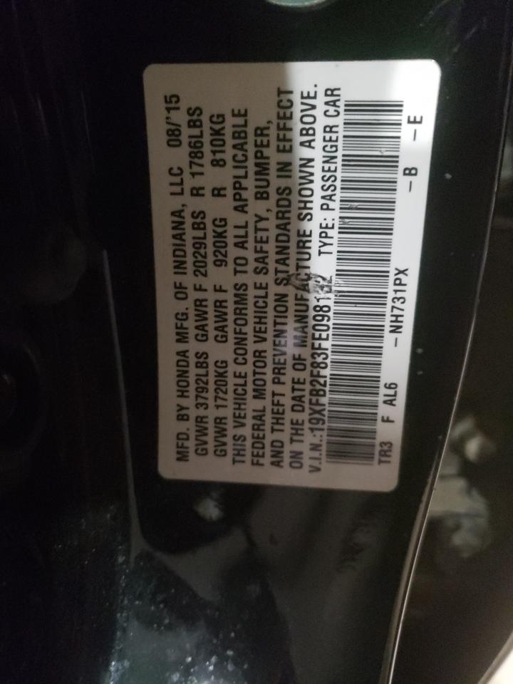 Zdjęcie 10 z aukcji – 2015 HONDA CIVIC EX z VIN 19XFB2F83FE098132