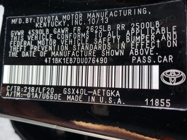 Photo 10 from auction – 2013 TOYOTA AVALON BAS with VIN 4T1BK1EB7DU076490