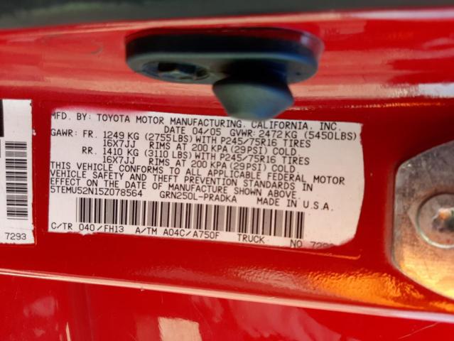 Photo 10 from auction – 2005 TOYOTA TACOMA DOU with VIN 5TEMU52N15Z078564