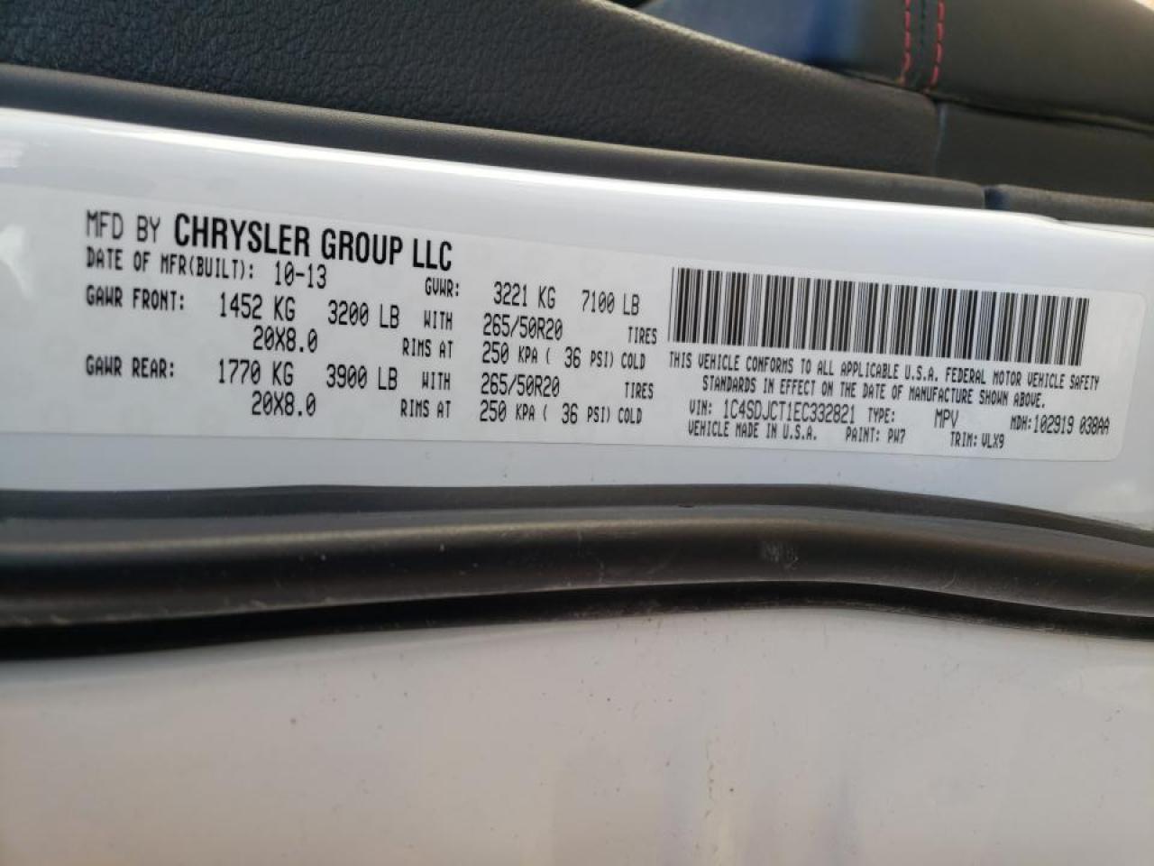 Photo 10 from auction – 2014 DODGE DURANGO R/ with VIN 1C4SDJCT1EC332821