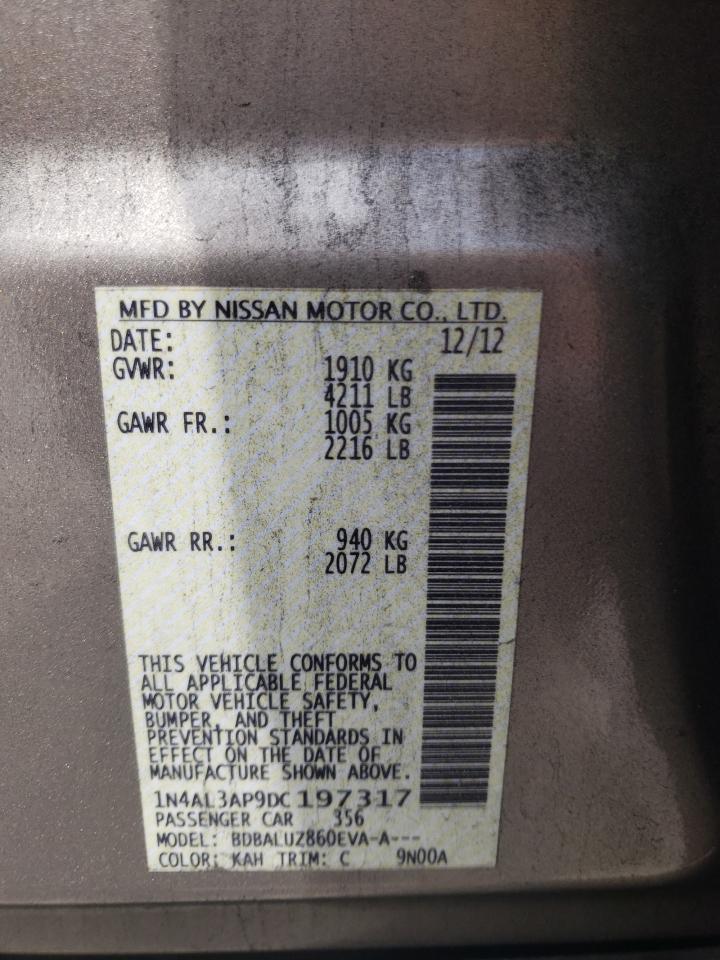 Photo 10 from auction – 2013 NISSAN ALTIMA 2.5 with VIN 1N4AL3AP9DC197317