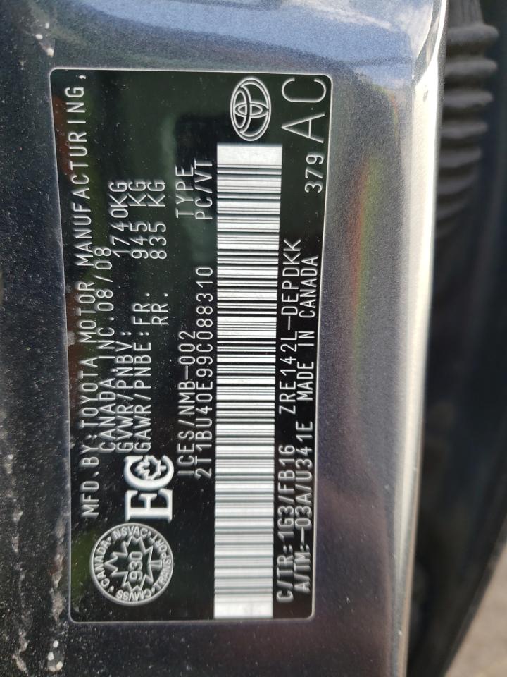 Photo 10 from auction – 2009 TOYOTA COROLLA BA with VIN 2T1BU40E99C088310