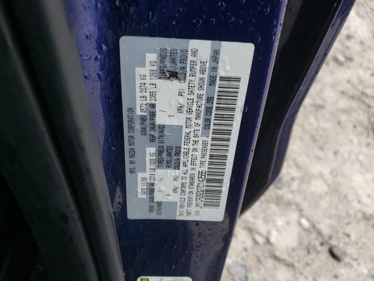 Photo 10 from auction – 2007 MAZDA 5 with VIN JM1CR293270142565