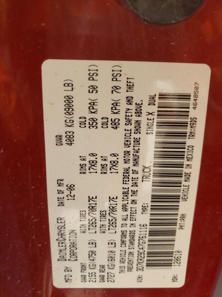 Photo 10 from auction – 2007 DODGE RAM 2500 with VIN 3D7KR29C47G761116
