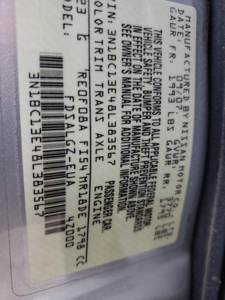 Photo 10 from auction – 2008 NISSAN VERSA S with VIN 3N1BC13E48L383567