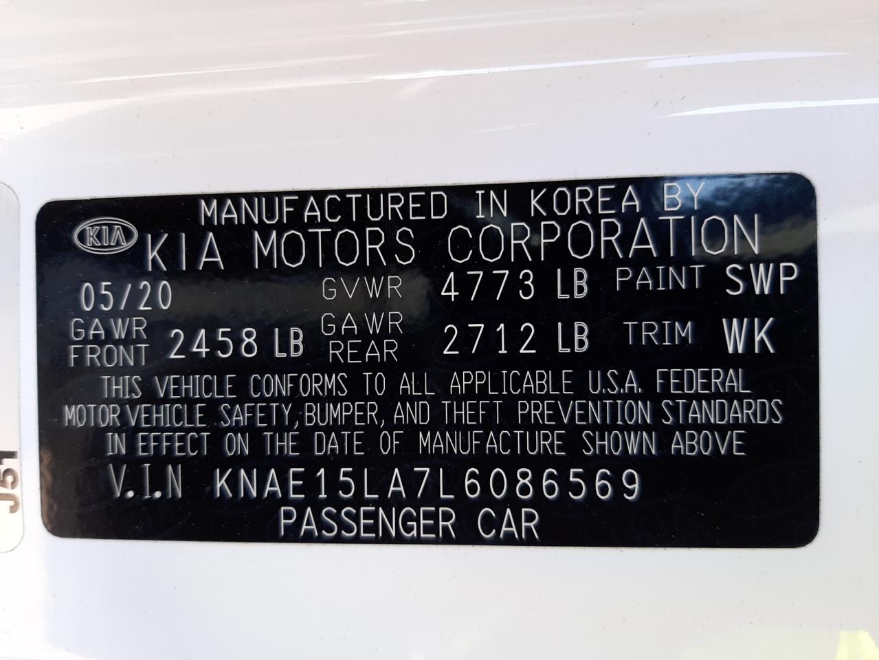 Photo 10 from auction – 2020 KIA STINGER with VIN KNAE15LA7L6086569