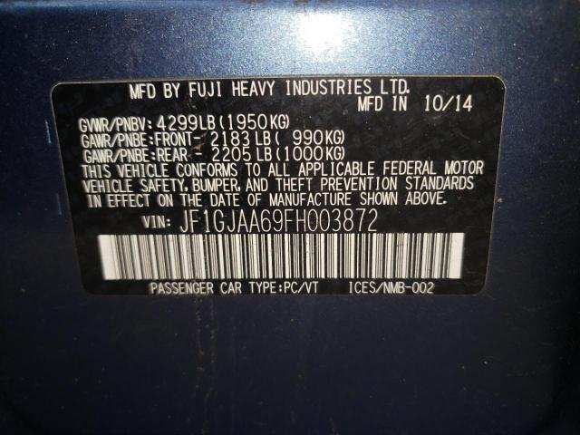 Photo 10 from auction – 2015 SUBARU IMPREZA with VIN JF1GJAA69FH003872